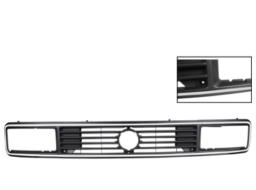 Kühlergrill-für-Doppelscheinwerfer-schwarz-mit-aufgeklebten-Chromkanten-VW-Bus-T3-255853652J